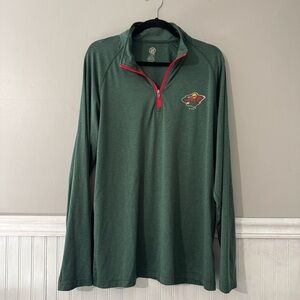 NHL Minnesota Wild Green Men’s 1/4 Zip Pullover Long Sleeve Shirt Size Large